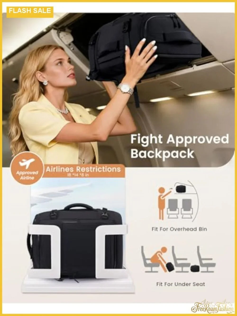 Travel Backpack for Women Men, 25L Airline Approved Carry On, Lightweight with